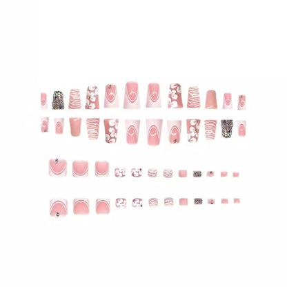 Decorative Press-On Nail Set with Rhinestone Accents Acalora