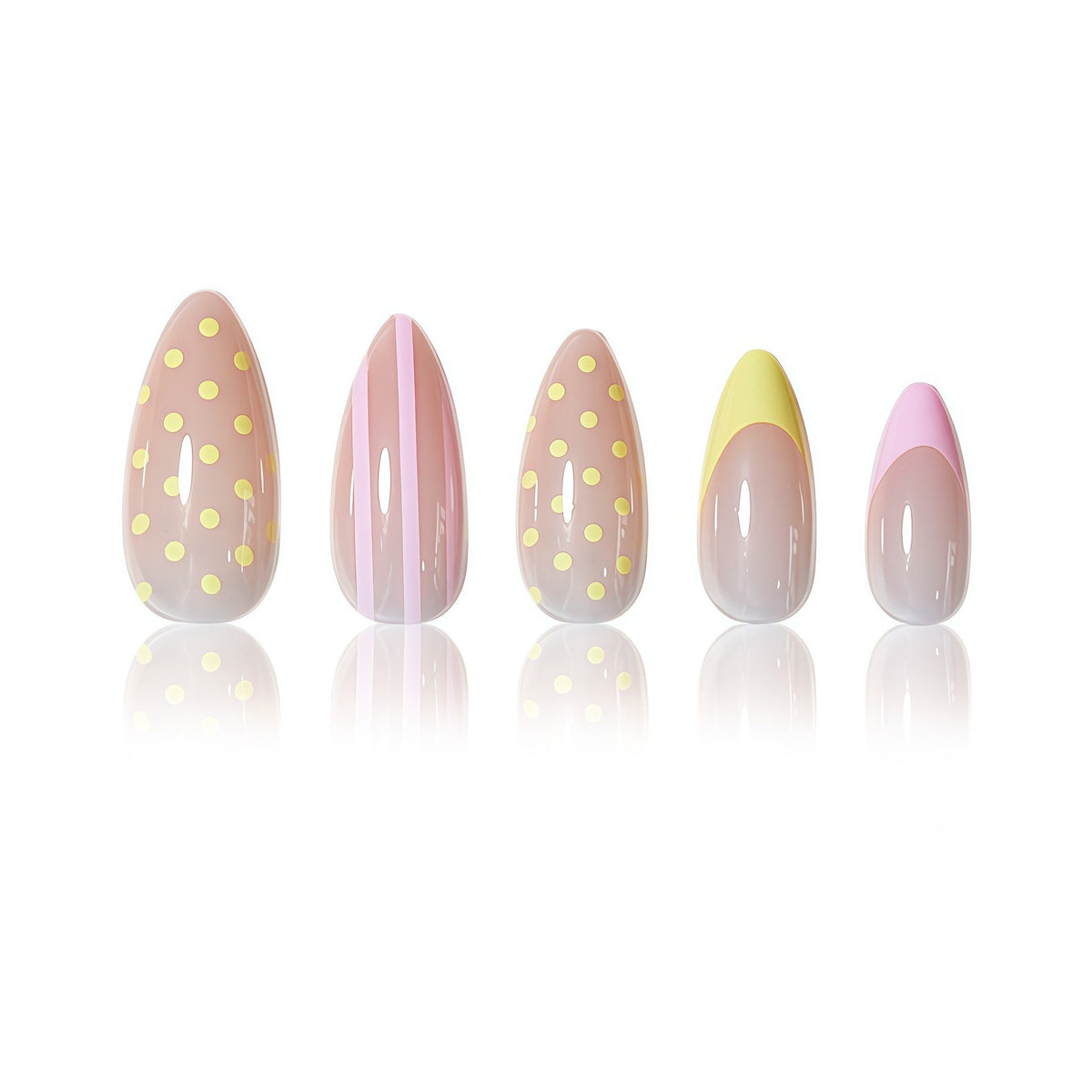 Decorative Polka Dot and Gradient Press-On Nails Acalora