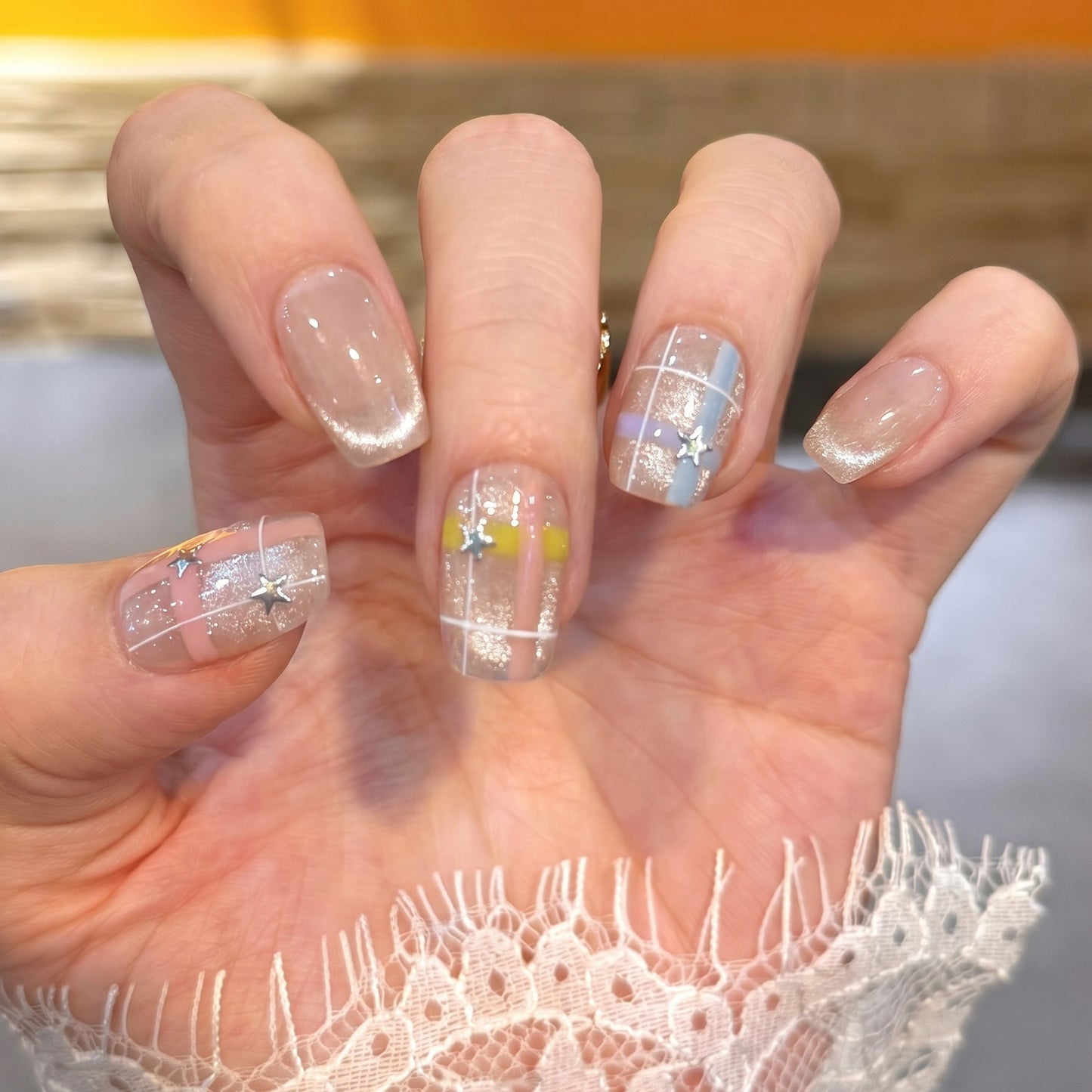 Decorative Star Pattern Press-On Nails Acalora