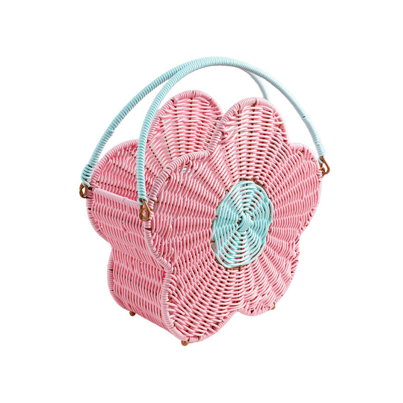 Flower-Shaped Decorative Woven Storage Basket Acalora