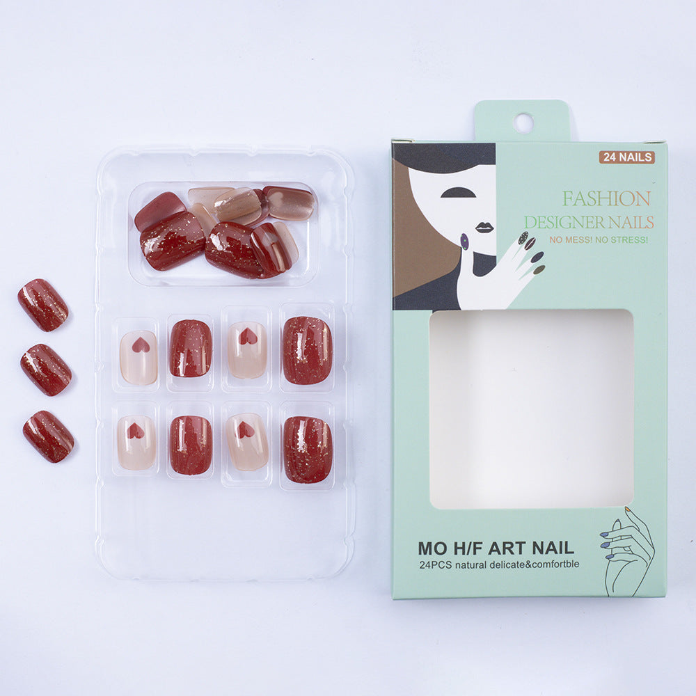 Art nail set with heart designs and glitter Acalora