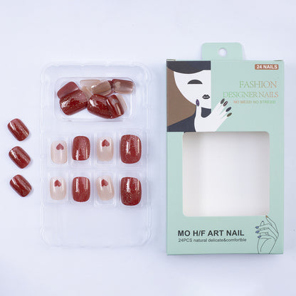 Art nail set with heart designs and glitter Acalora