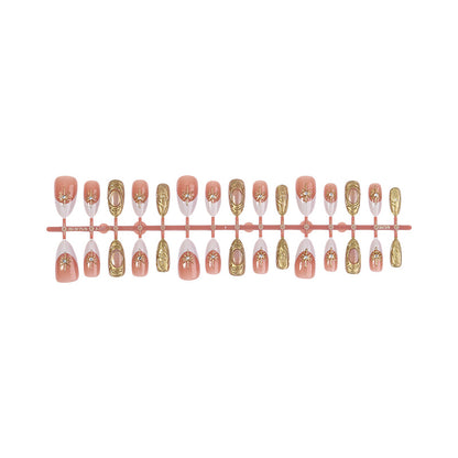 Premium Decorative Press-On Nail Set with Elegant Floral Accents Acalora