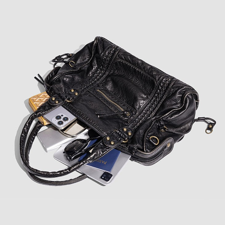 Distressed Leather Satchel Bag Acalora