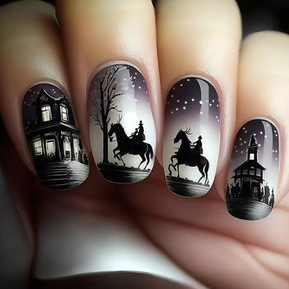 Artistic Night Scene Nail Art Acalora