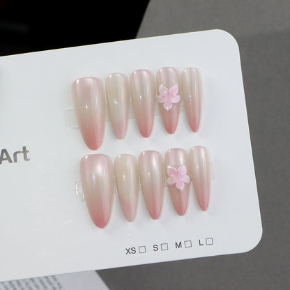 Elegant Press-On Nail Set with Floral Accents Acalora