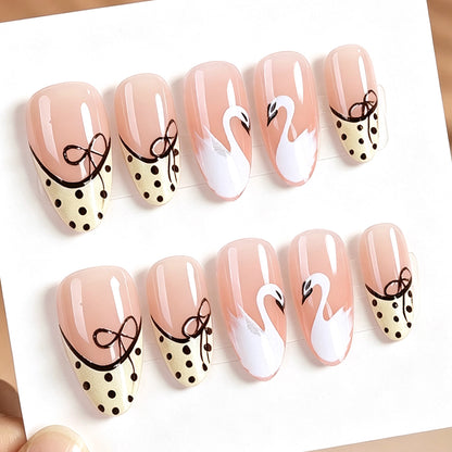 Artistic Swan Design Press-On Nail Set Acalora