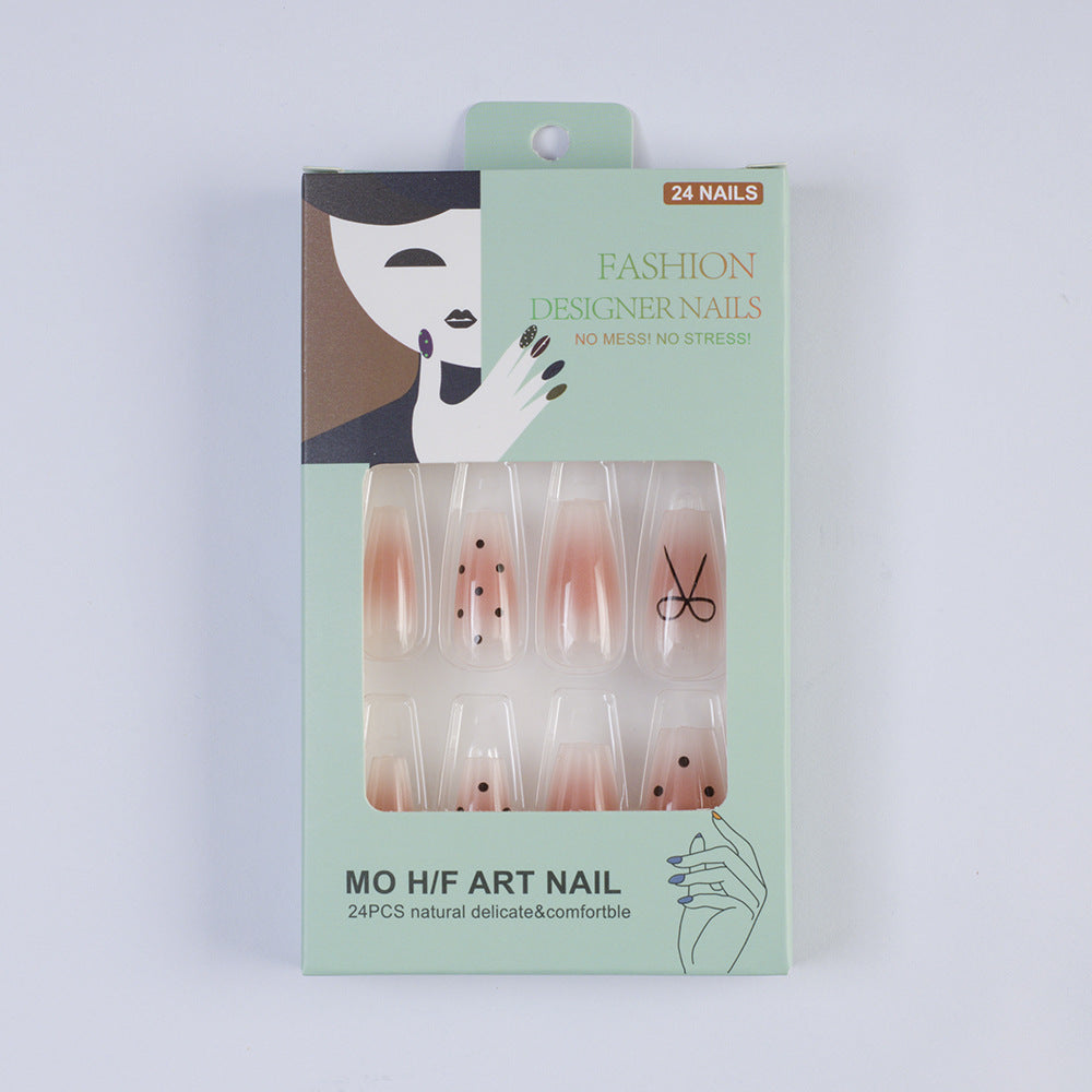 Artificial nails with modern dot design and elegant accents Acalora