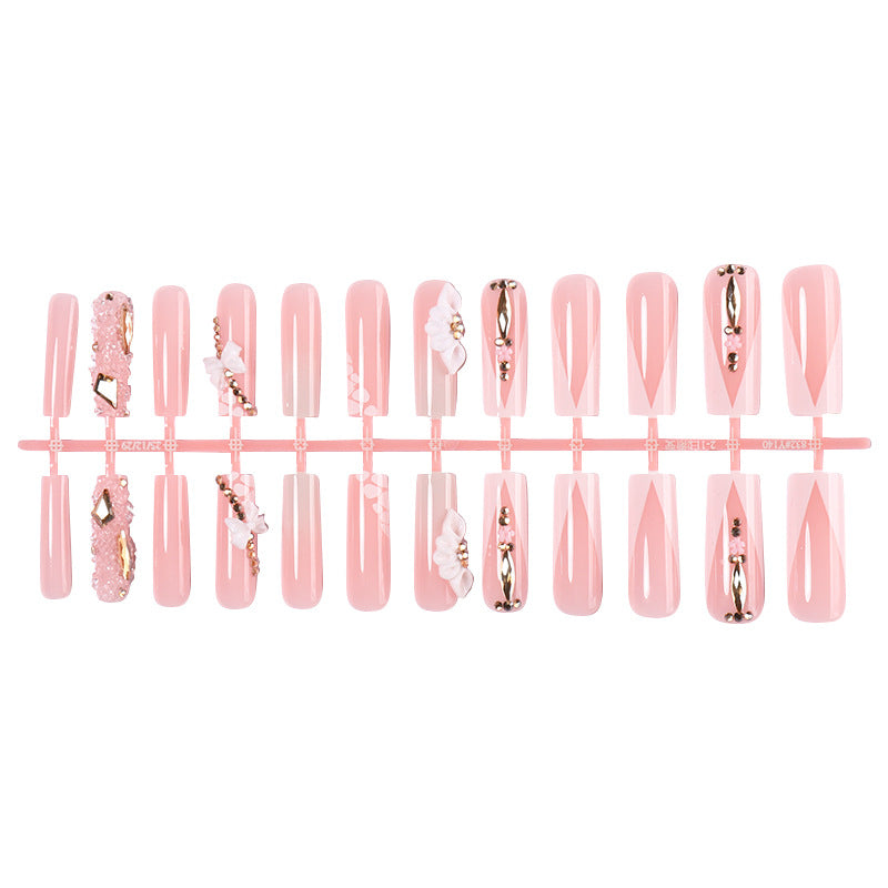 Decorative Artificial Nail Set with Floral and Gem Accents Acalora