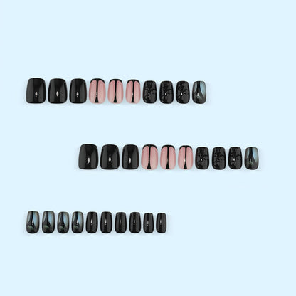 Artificial nails with elegant black and pastel accent design Acalora