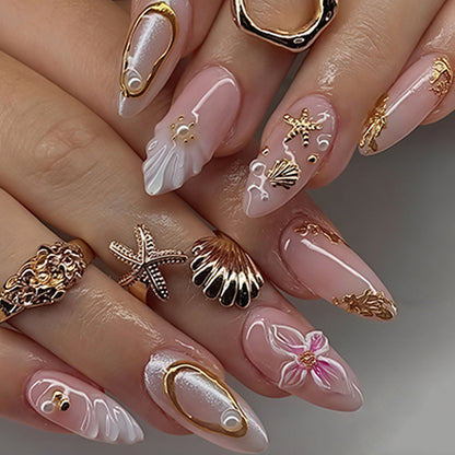 Decorative Sea-Themed Press-On Nails Acalora