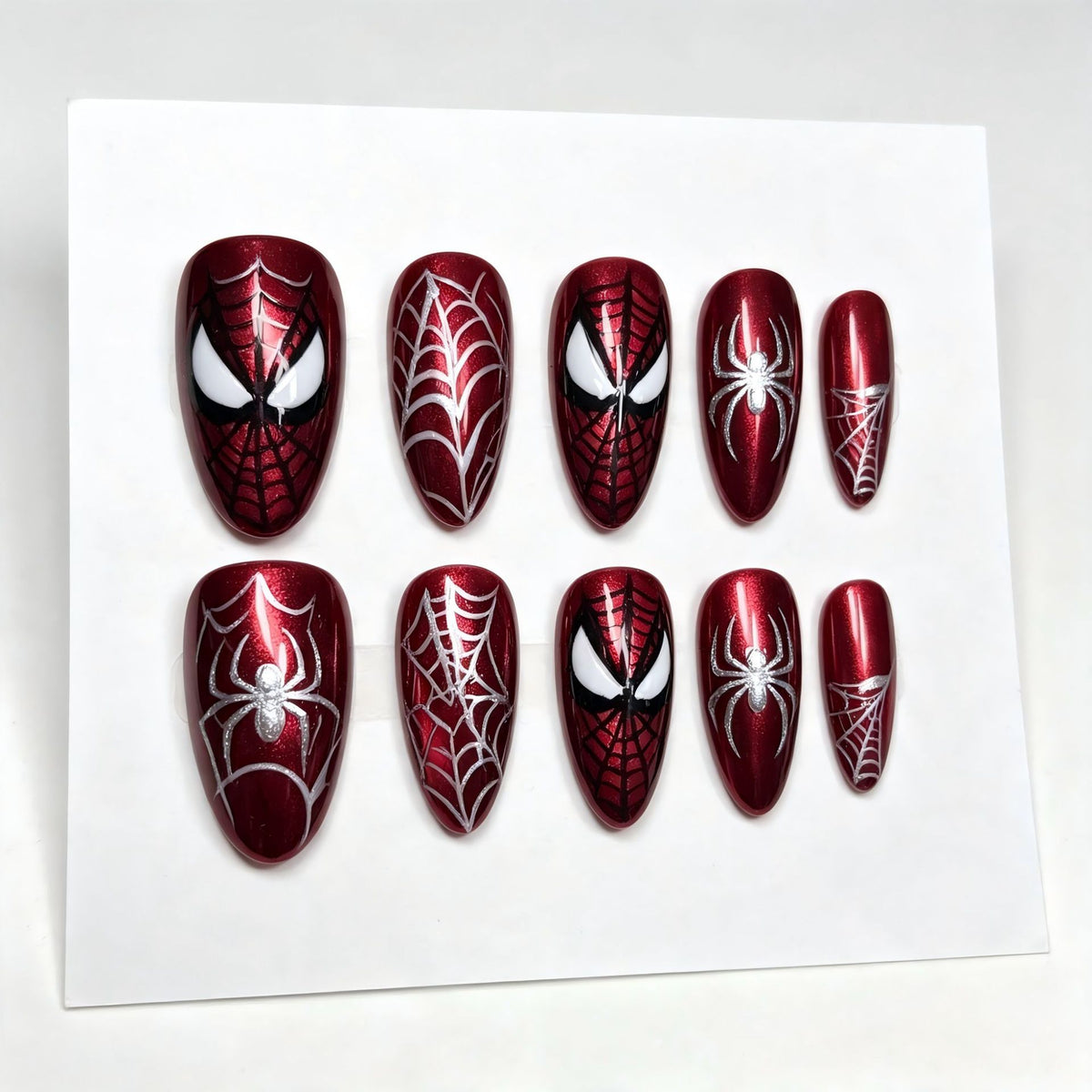 Themed Press-On Nail Set with Spider-Man Design Acalora