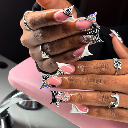 Glamorous Rhinestone Embellished Press-On Nail Set Acalora