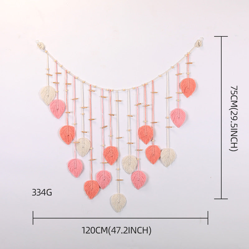 Macrame Wall Decor with Leaf Design Acalora