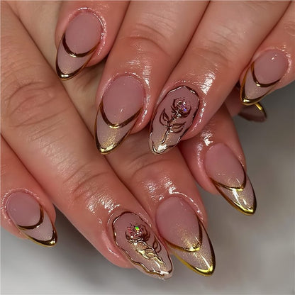 Elegant Floral Stiletto Press-On Nails Acalora