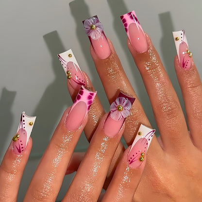 Artistic 3D Floral Press-On Nail Designs Acalora