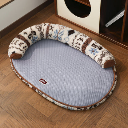 Unisex nan cooling orthopedic cat bed with neck roll Bowlift