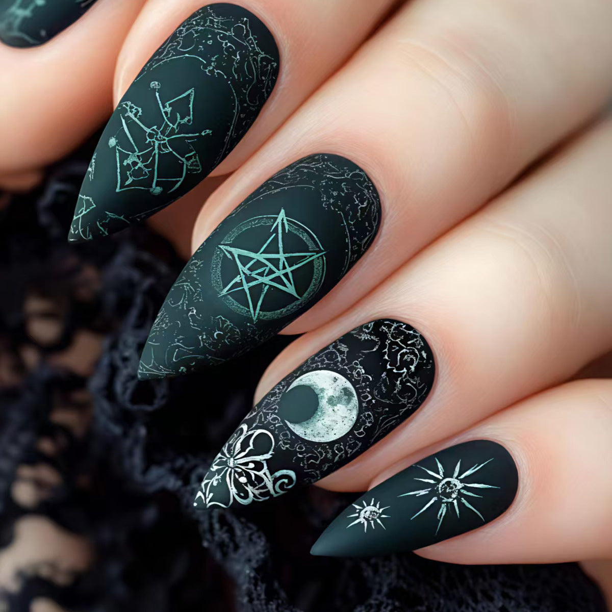 Mystical Patterned Nail Art Acalora