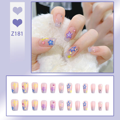 Artificial nail set with elegant blooming decorations and delicate ombre effect Acalora