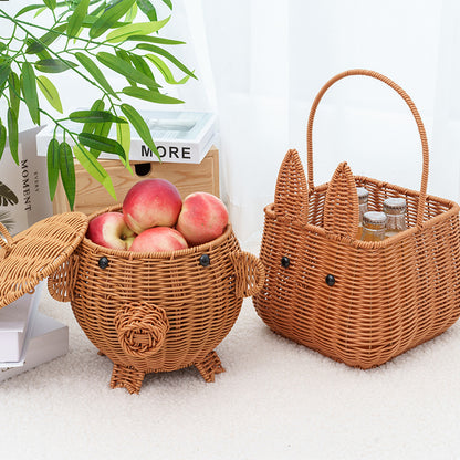 Decorative Animal-Shaped Woven Storage Basket Acalora