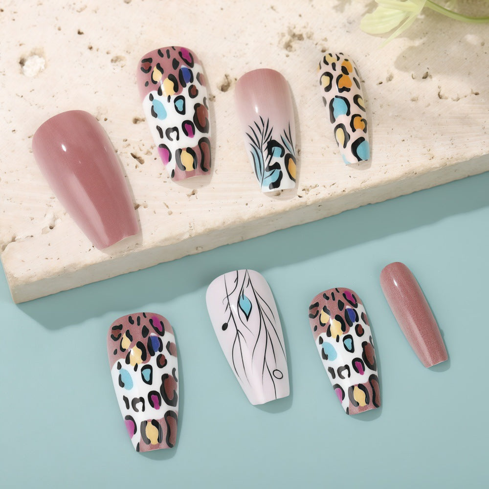 Creative Nail Art Set with Leopard and Flower Patterns Acalora