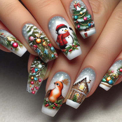 Creative artificial nails in festive Christmas design Acalora
