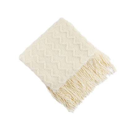 Textured Woven Throw Blanket with Fringe
