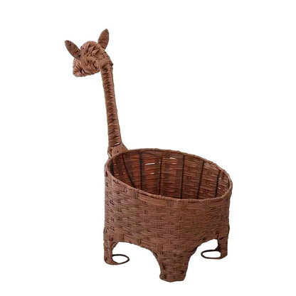 Decorative rattan storage basket with animal design Acalora