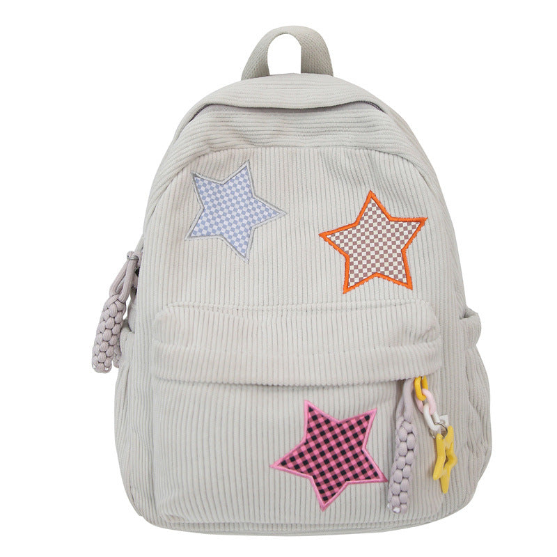 Casual Star-Embellished School Backpack Bowlift