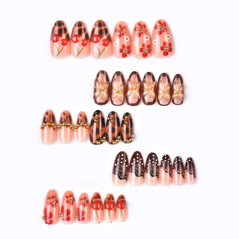 High-quality artificial nail creation with floral decorations Acalora