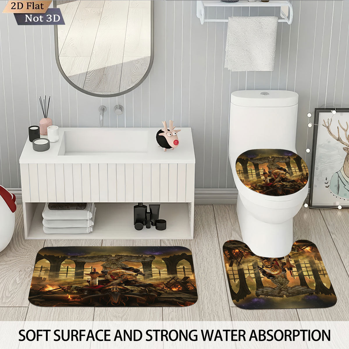 Digital Fantasy-Themed Bathroom Decor Set