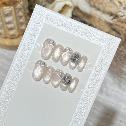 Luxury Gemstone Embellished Press-On Nail Art Acalora