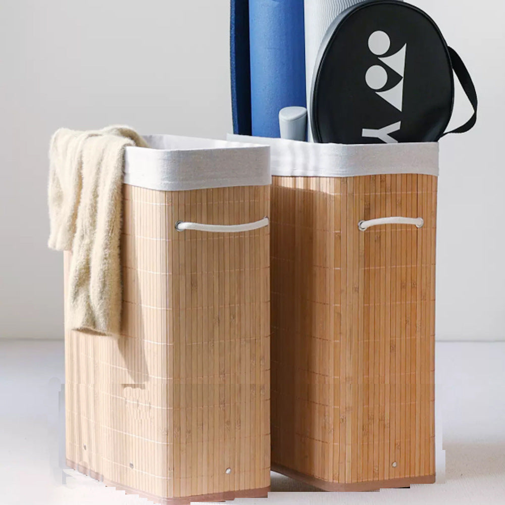 Natural Bamboo Laundry Basket with Lid Acalora