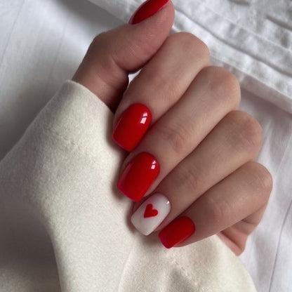 Heart-Embellished Premium Press-On Nail Set Acalora