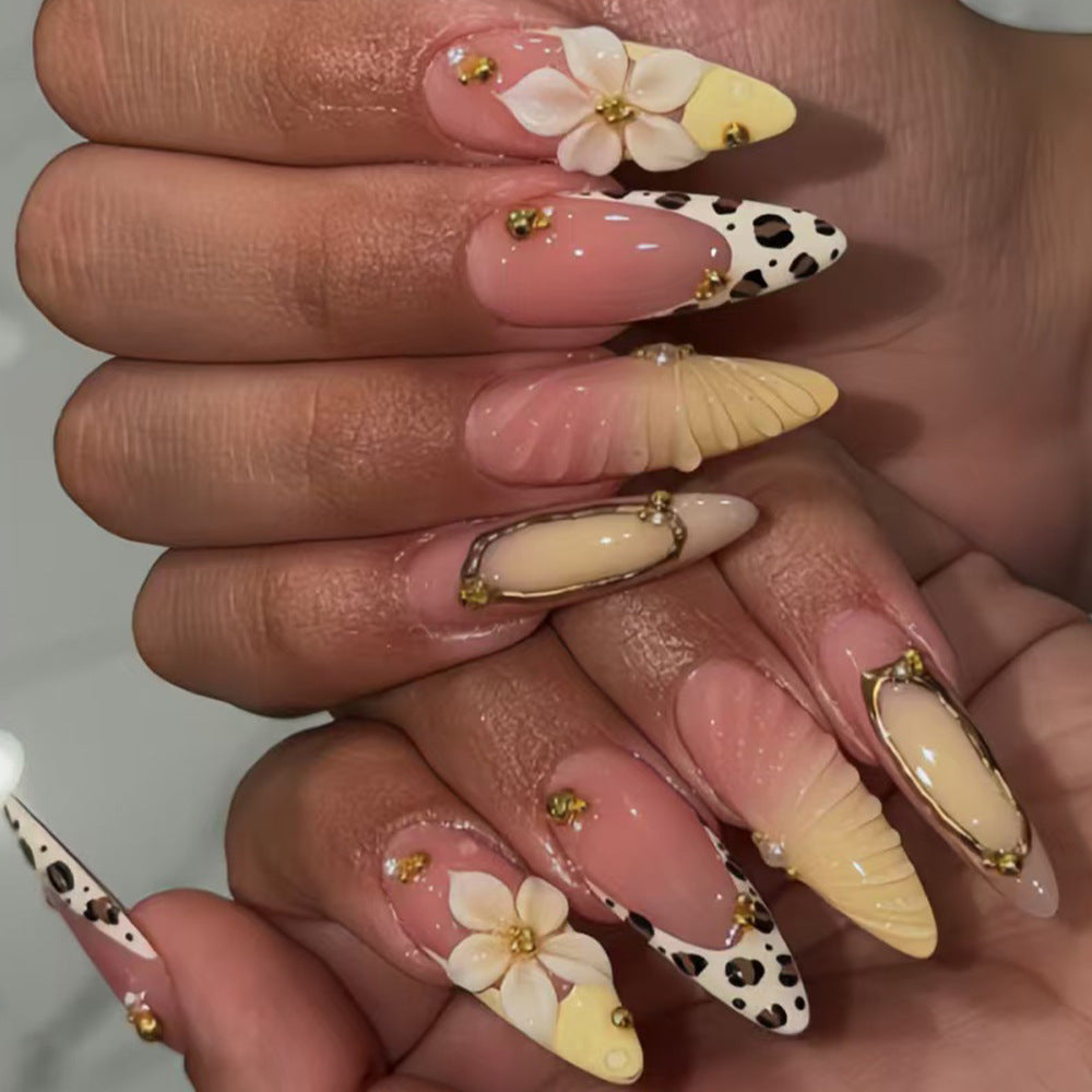 Decorative Stiletto Nail Art Tips with Floral Accents Acalora