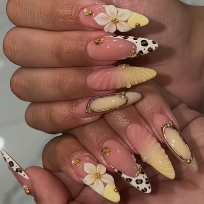 Decorative Stiletto Nail Art Tips with Floral Accents Acalora
