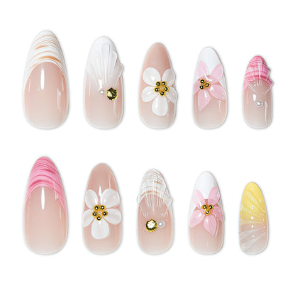 Floral Embellished Press-On Nail Set Acalora