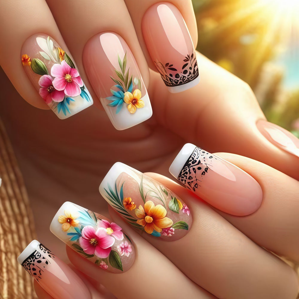 Exquisite artificial nails with floral patterns Acalora