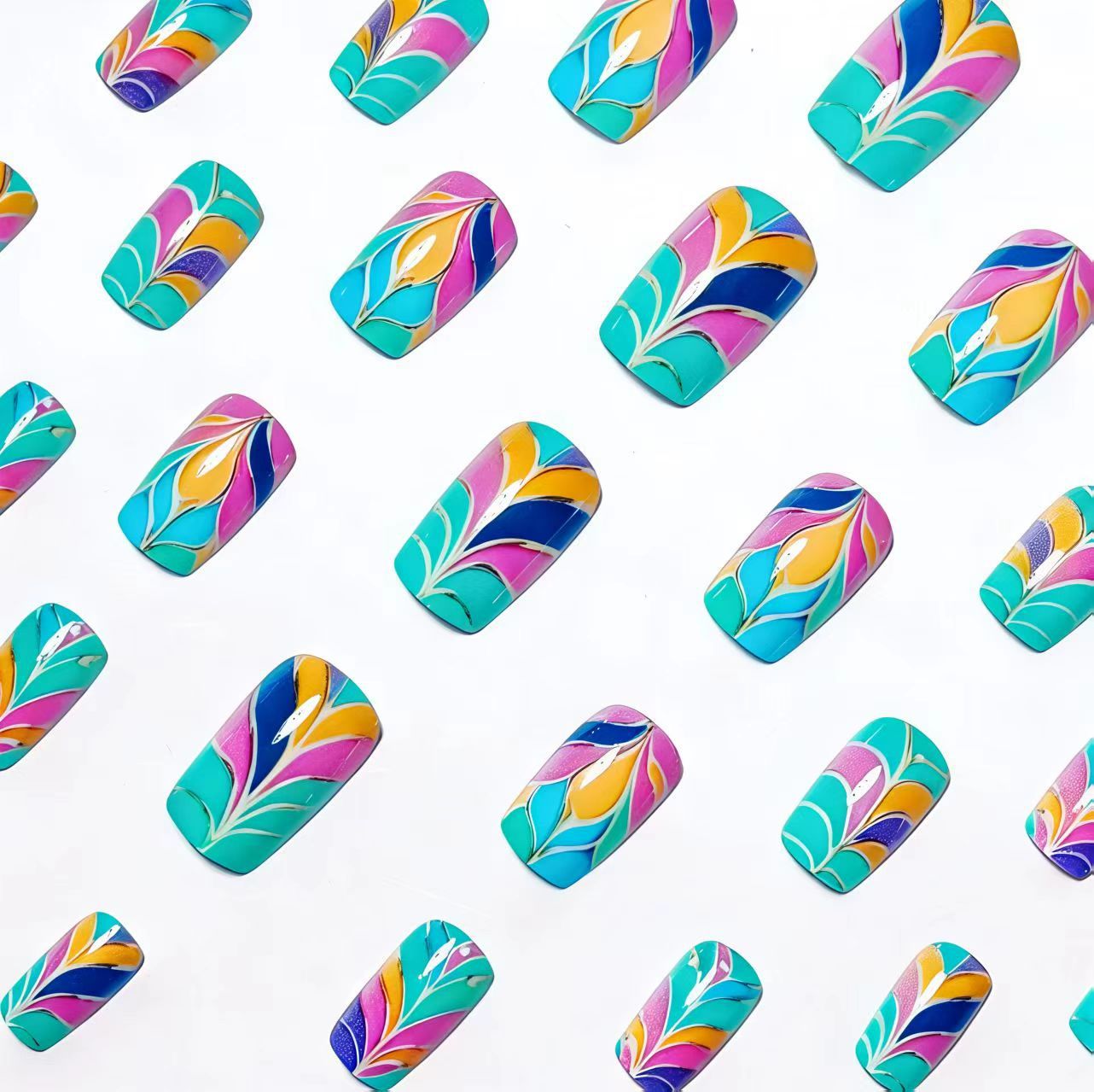 Artistic Colorful Leaf Design Nail Art Acalora