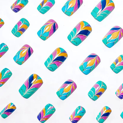 Artistic Colorful Leaf Design Nail Art Acalora