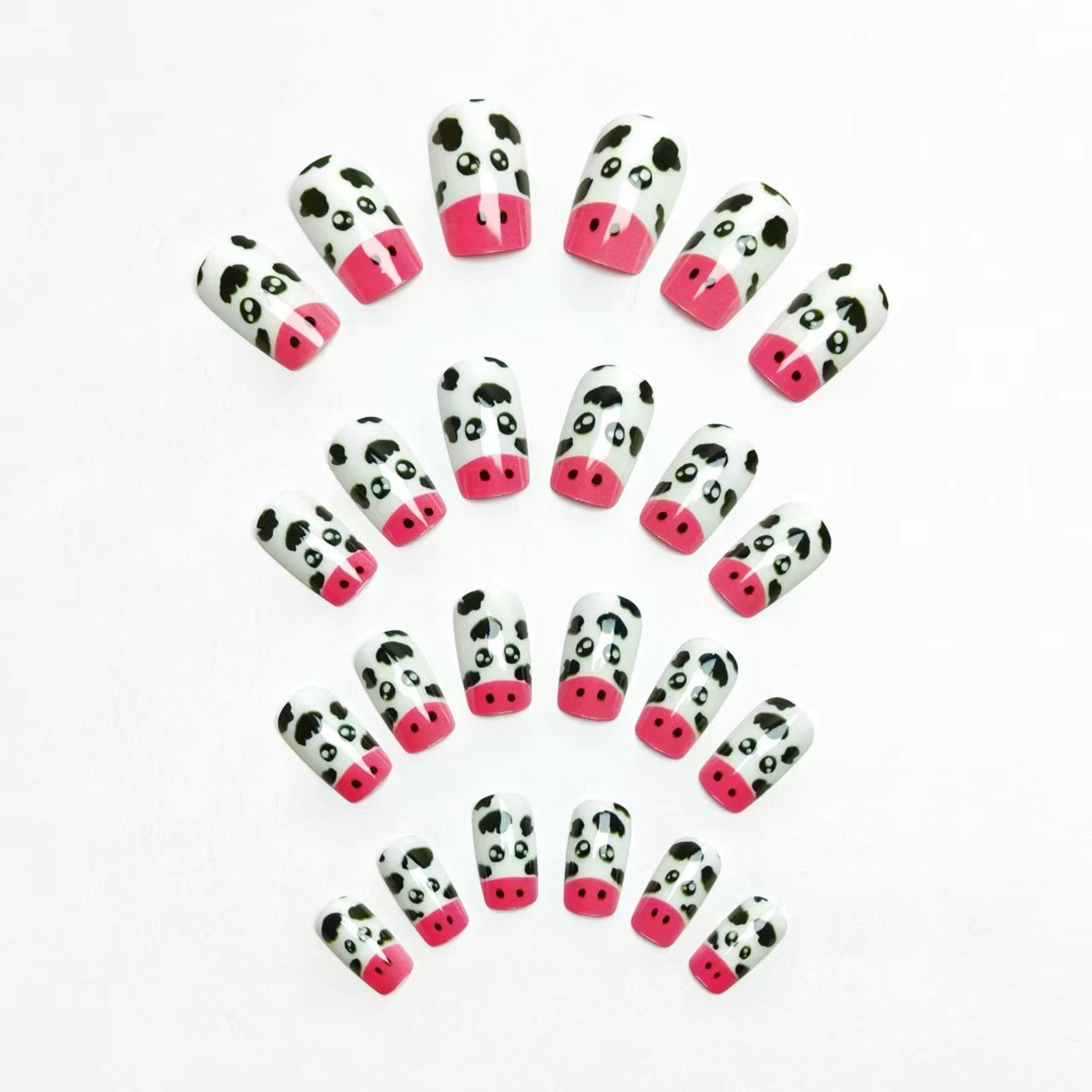 Playful Cow-Themed Nail Art Acalora