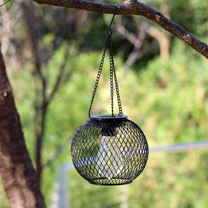 Solar Hanging Outdoor Lanterns with Vintage LED Bulb and Metal Housing, Waterproof Suspension Brehn