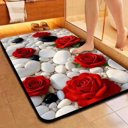 Decorative Floral Pattern Bath Mat