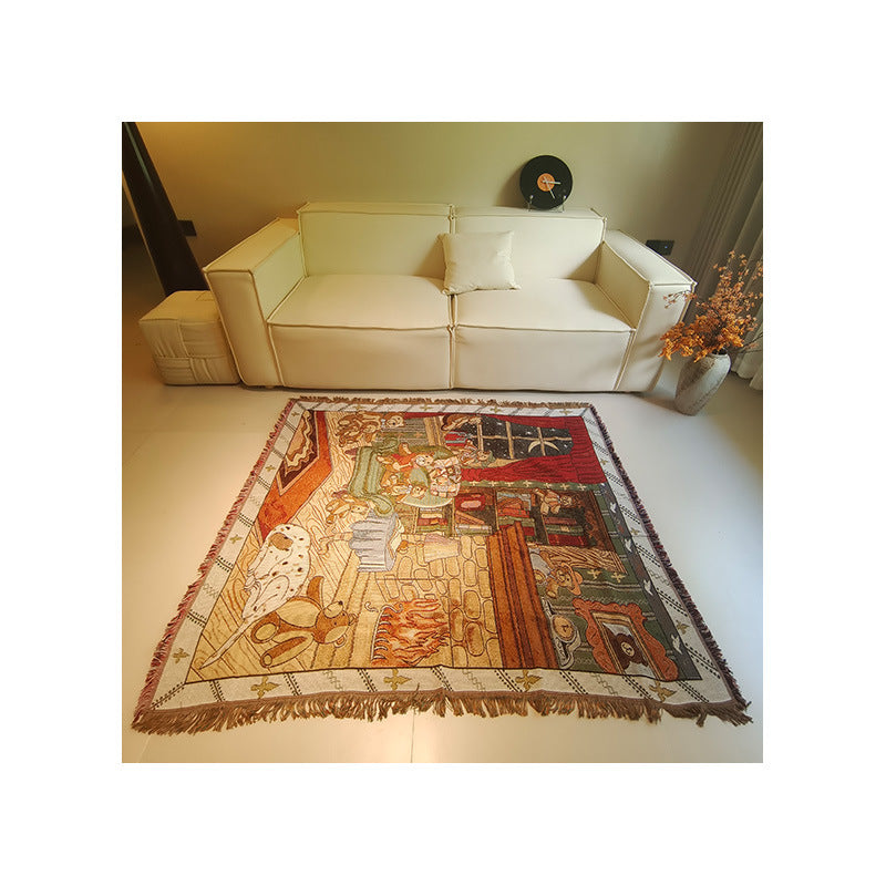 Cozy Animal-Themed Woven Throw Blanket