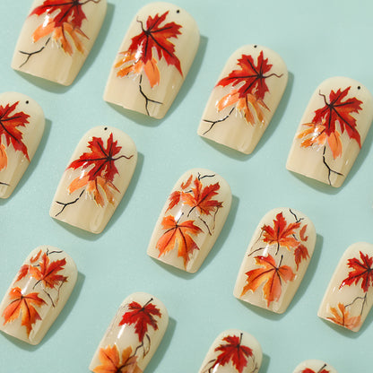 Artificial nails with autumn leaf patterns Acalora