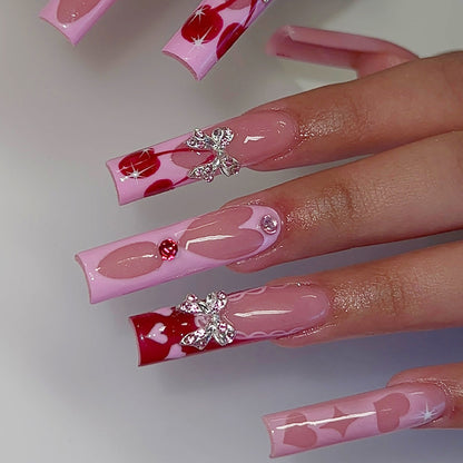 Premium Decorative Press-On Nail Art Set with Rhinestones and Unique Patterns Acalora