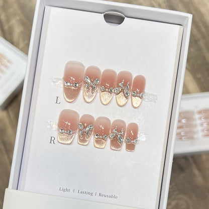 Glamorous Rhinestone-Embellished Press-On Nail Set Acalora