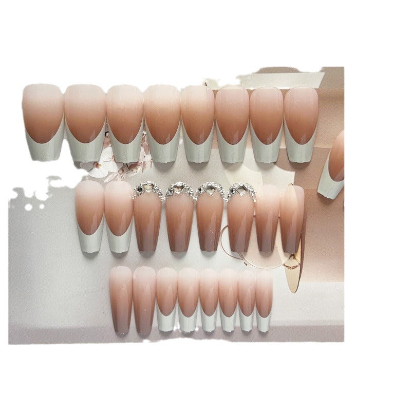 Decorative Press-On Nail Tips with Rhinestone Accent Acalora