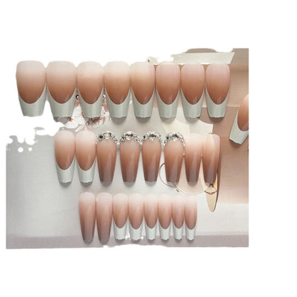 Decorative Press-On Nail Tips with Rhinestone Accent Acalora
