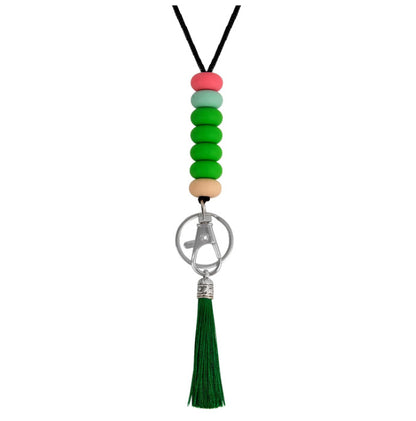 Colorful Beaded Keychain Lanyard with Tassel Acalora